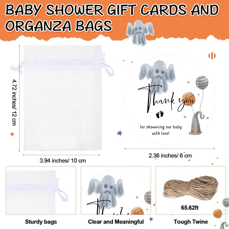 Ecation 50 Sets Halloween Baby Shower Favors for Guests 50 Bottle Openers 50 Thank Tags 50 Organza Bags with Twine Return Gift for Halloween Gender Reveal Party Girl Boy(A Little Boo) - Image 3